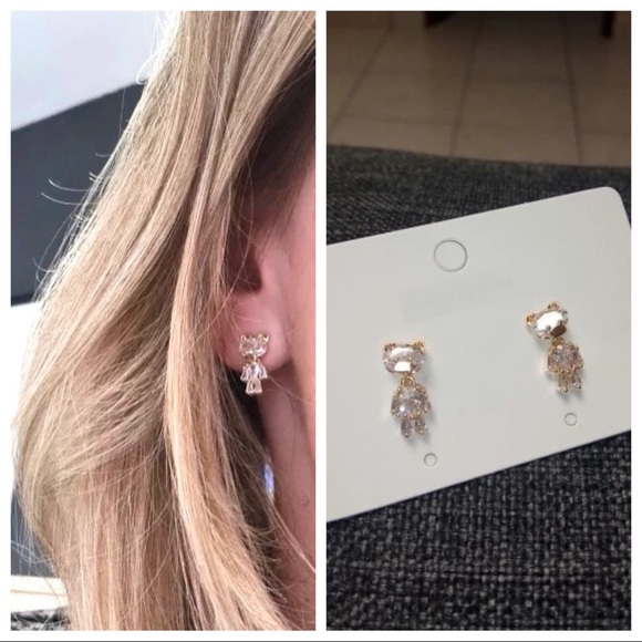 Super cute/sparkle Bear shaped movable dropped earrings - Picture 4 of 4